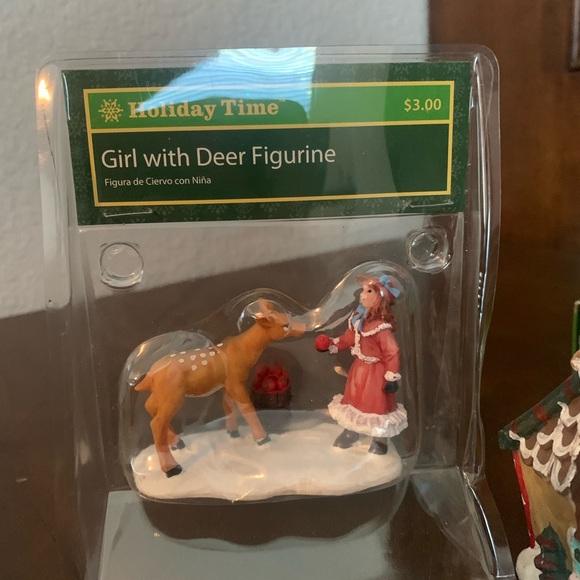 Holiday Time Red and White Girl with Deer Figurine and asst.  gingerbread decor - Picture 2 of 9